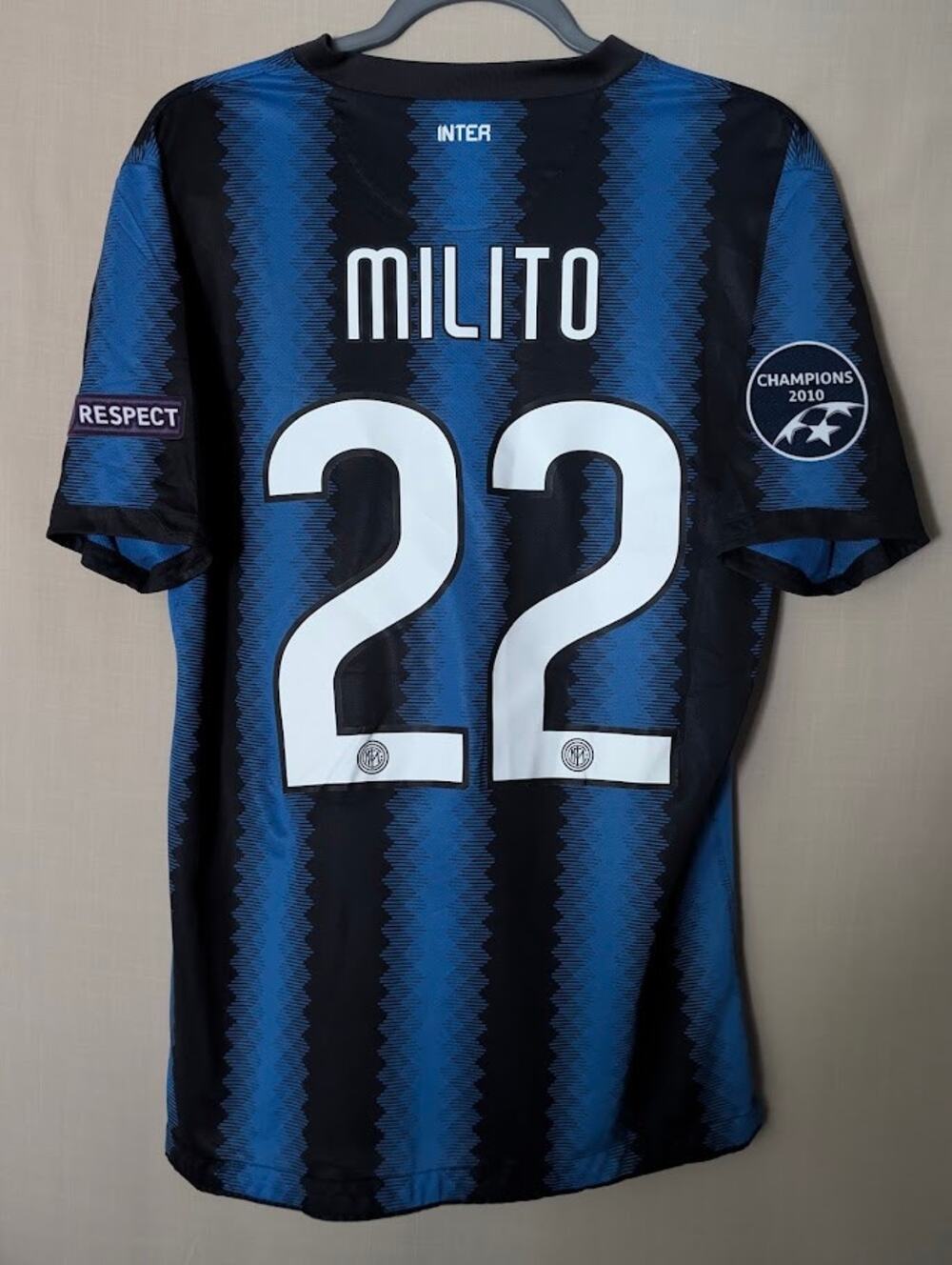 Inter Milan 2010-11 Home Diego Milito Jersey Men's Medium UCL Fully Patched Rare
